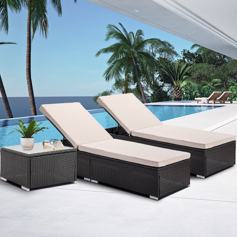 Latitude Run® Alaizah Sun Lounger Set with Cushion and Table Wayfair